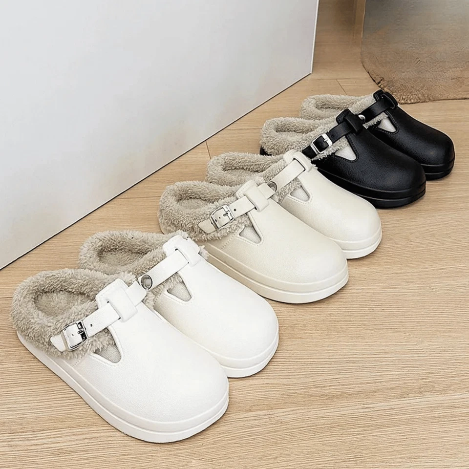 Mujeres Invierno Cálido Felpa Zapatillas Impermeables Suela Gruesa Suave Interior Hogar Zapatos Foto 3 de 4