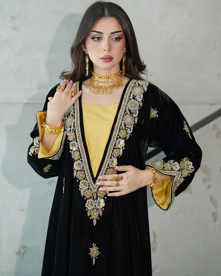 Oración Musulmana Mangas Largas Terciopelo Caftán Kaftan Abaya jalabiya hijab farasaha - Imagen 3 de 4