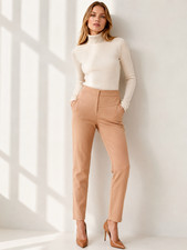 NWT 375 - TIBI "Anson" Stretch Straight Leg Pants - Light Brown - size 0