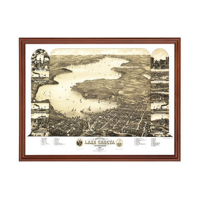 Old Map of Lake Geneva, WI 1882 - Vintage Lake Geneva Wiscon