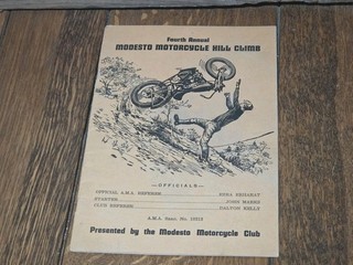 Vintage Modesto Motorcycle Hill Climb Program 5th Annual Competitor Sheet 1940's