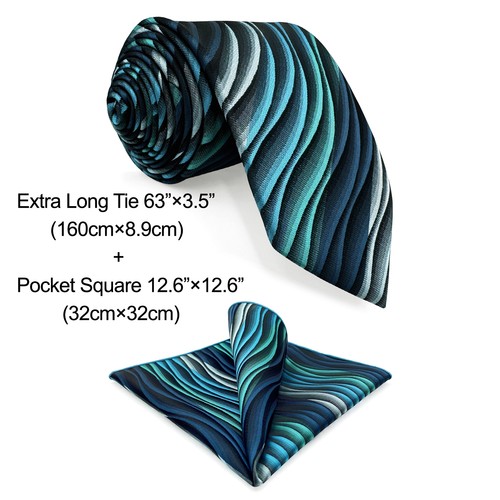 SHLAX&WING Herren Krawatten Ripple blau bunt grün klassische Größe - Bild 13 von 14