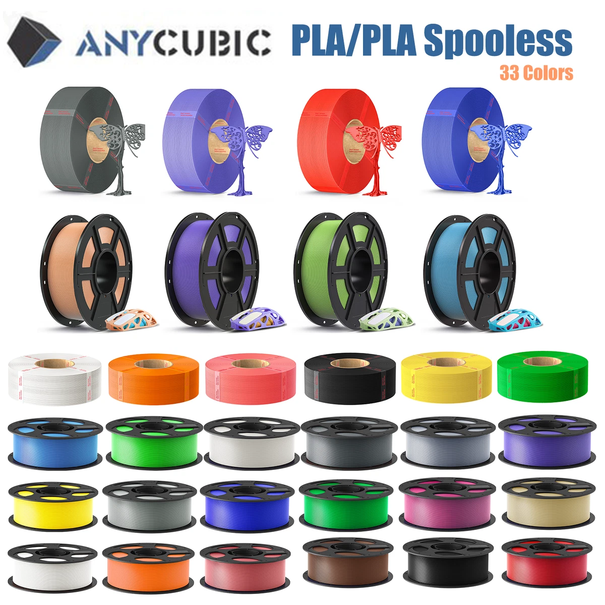 【Add 10 Pay 6】ANYCUBIC 1KG 1.75mm 3D Printer Filament PLA/PETG/High Speed Lot