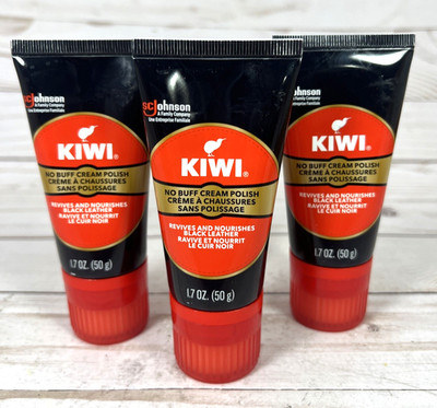 Kiwi No Buff Cream Polish Black Leather 1.7oz Revive Nourish Boot Shoe (3 Pack)
