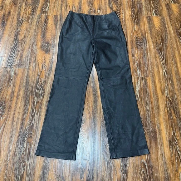 Pantalones de mezclilla para mujer talla 8 de piel de cordero de cuero negro forrados marca 28 X 30 Apt 9 Foto 2 de 4