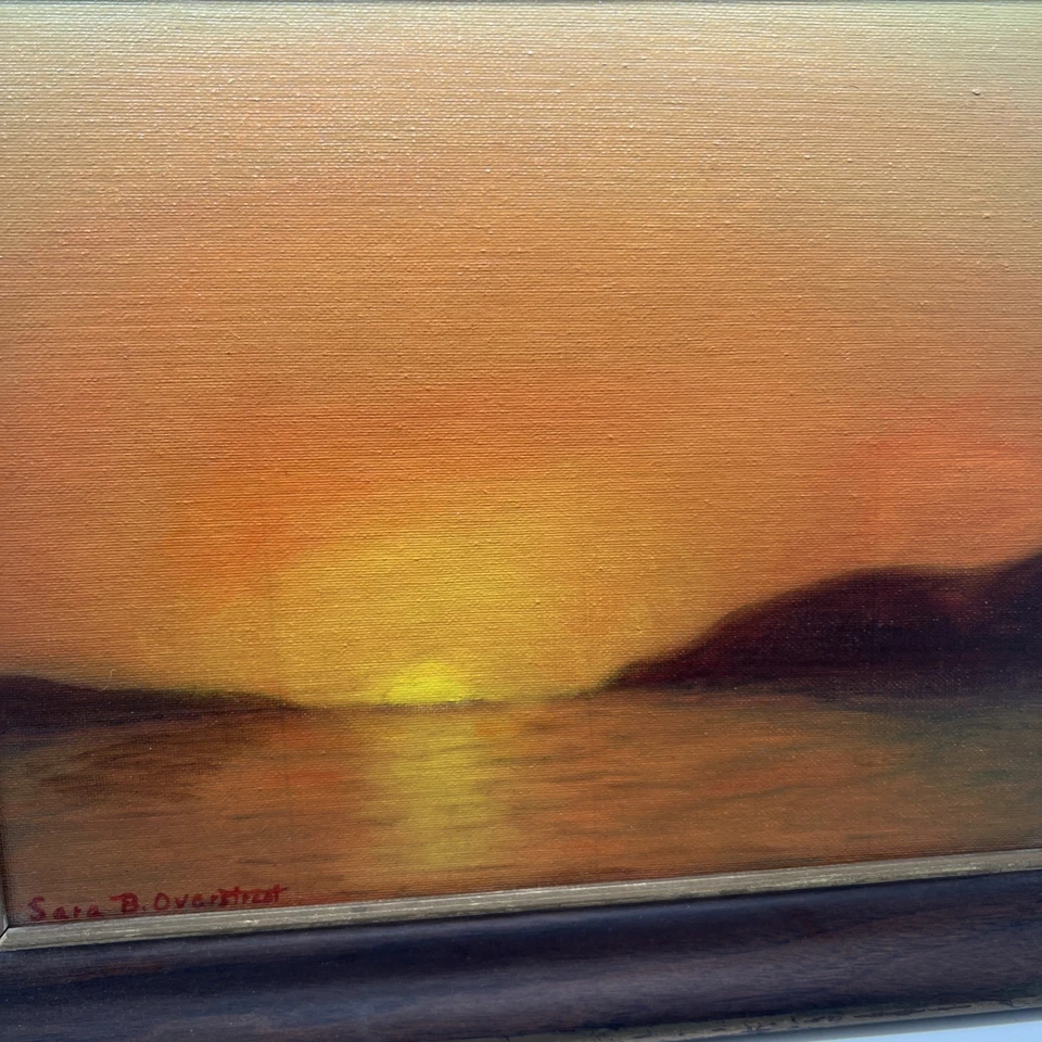 Vintage Original Signed Tonalist “Golden Gate Sunset” Painting- 1967 Artist Sign - Image 4 of 4
