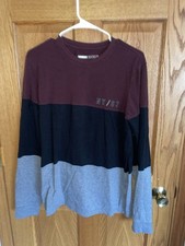Aeropostale Men's Size Large Maroon Black GrayLong Sleeve Crew Neck T-Shirt