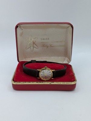 Limit International Damen Quarzuhr goldfarben achteckig Schweizer Lederarmband