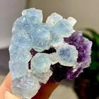 56G Rare purple-blue two-color fluorite mineral crystal sample/China