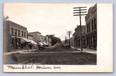J90/ Horicon Wisconsin RPPC Postcard c1910 Main Street Stores 93