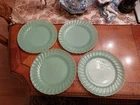 Set Of 4 - Fire King - Jadeite - 10-inch Swirl Dinner Plates