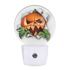 Scary Pumpkin Plug in Night Light Fall Harvest Auto Sensor Decor LEDLAMP3022