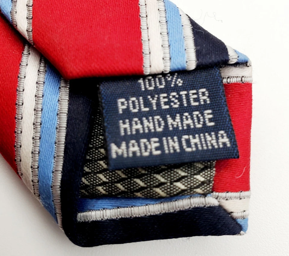 CROFT & BARROW красный белый синий в полоску шелковый галстук 583⁄4 x 31⁄2 - Изображение 4 из 4