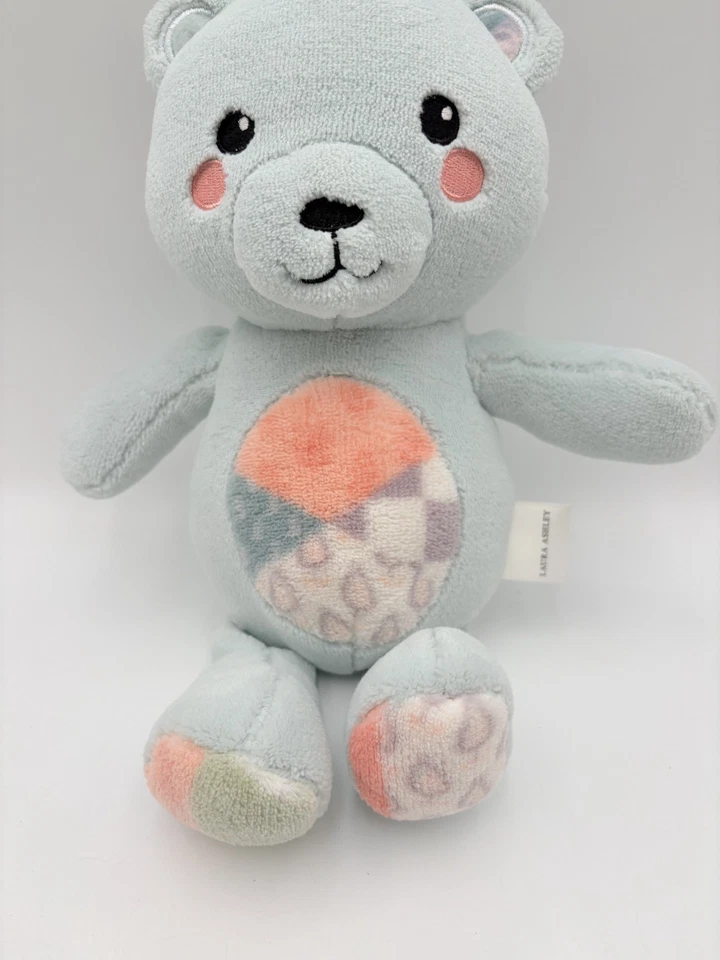 Laura Ashley 蓝熊 毛绒 泰迪 婴儿 Lovey 育婴 粉色 叶子 花肚 12 — 第 3/4 张图片