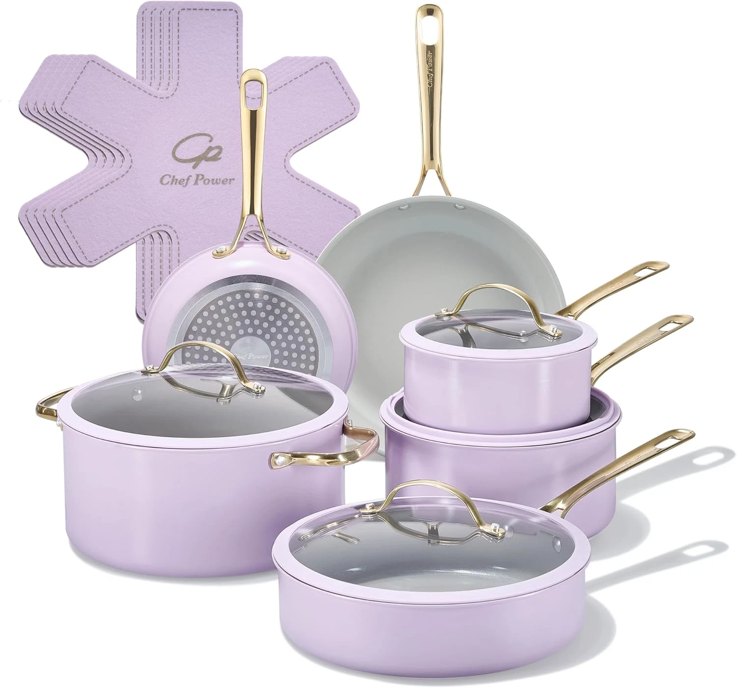 15-Piece Non-Stick Ceramic Cookware Set, Light Purple & Grey
Opens in a new window or tab