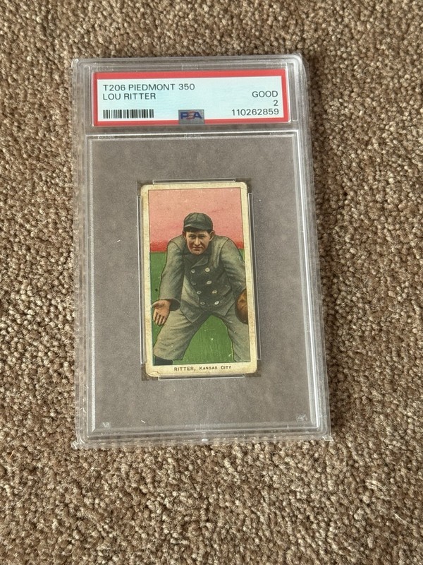 1909 T206 PIEDMONT 350 TOBACCO BASEBALL CARD PSA 2 LOU RITTER KANSAS CITY BLUES
