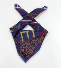 NWT WOMEN HANDKERCHIEF CELINE Gold Chain Purple BANDANA COTTON POCKET SQUARE 18”