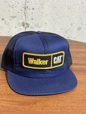 Vintage 80s 90s Walker CAT Snapback Hat Caterpillar Patch Trucker Mesh Back