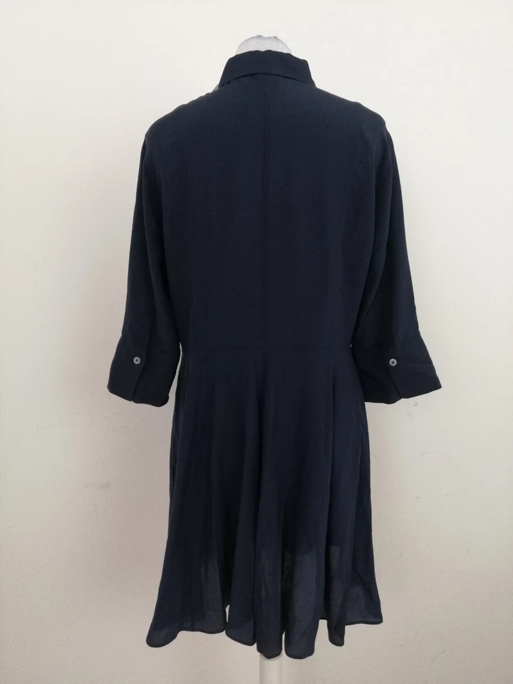 Paul Smith Women's Shirt Dress Size 12 Navy 100% Silk Collared Lightweight New - Image 4 of 4