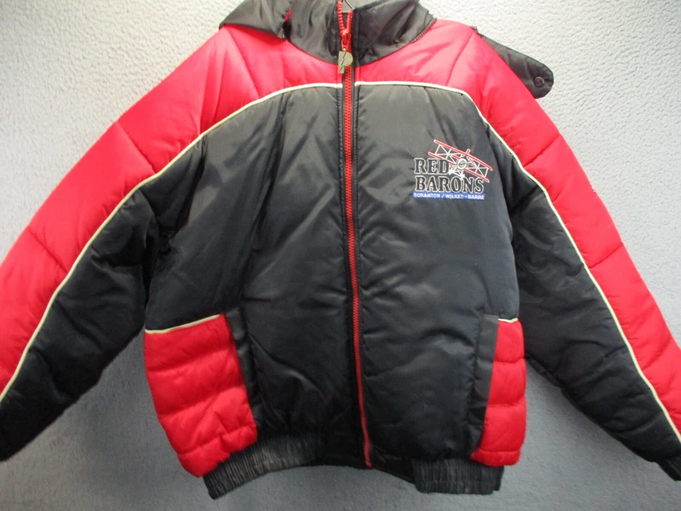 Chaqueta De Colección Jugador Profesional Para Hombres 2XL Negra Roja Scranton Wilkes Barre Red Barons Puffer Foto 3 de 4