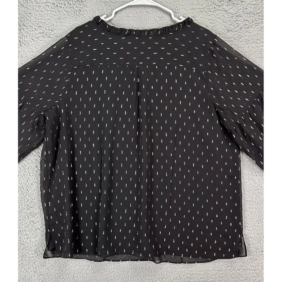 Camisa Isaac Mizrahi Live Mujer 22W Plus Negra Geométrica Manga Larga Blusa NUEVA Foto 2 de 4