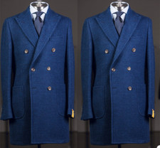 Long Blue Jackets Peak Lapel Formal Tuxedos Formal Dinner Party Prom Business