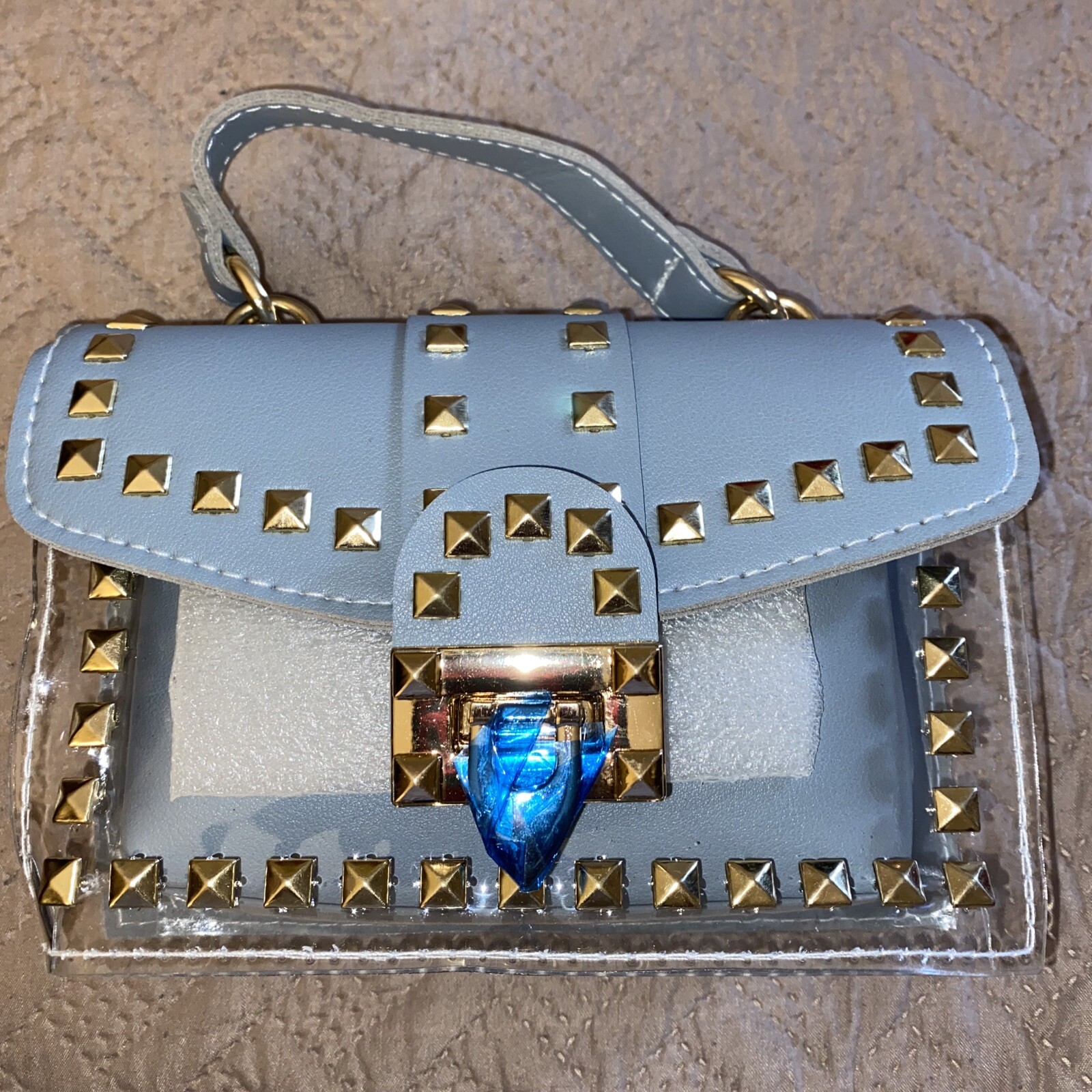 Gray Studded Small 2-Piece Crossbody Purse Set