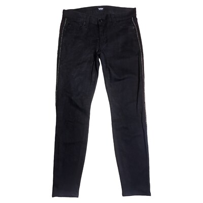Hudson Luna Jeans Womens Tag 27 X 27 Inseam Black Super Skinny Crop Chain Sides