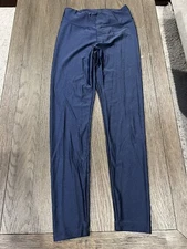 Mens jock High Waist Blue Thin Shiny Spandex Tights Compression Pants Medium M