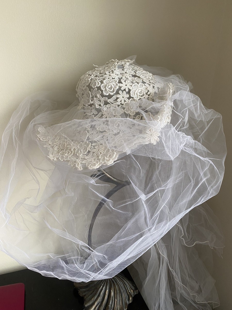 ✨アンティーク？ヴィンテージ？✨お花沢山の帽子✨ True Vintage woman 1980 Wedding Bridal Hat Fingertip Veil | eBay