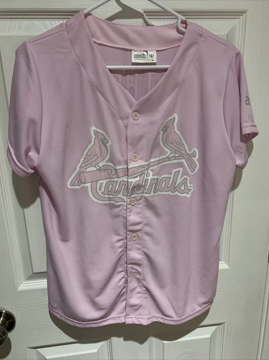 St Louis Cardinals SGA Women’s Matheny Polyester Jersey Pink Preowned  Excellent