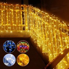 4M-30M Eisregen Lichterkette Lichtervorhang Außen Eiszapfen Lichter Partydeko DE