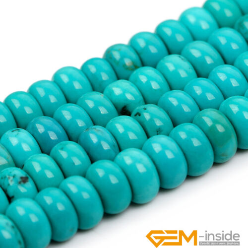Natural Rondelle Blue Turquoise Gemstone Spacer Loose Beads Jewelry Making 15" - Foto 5 di 46
