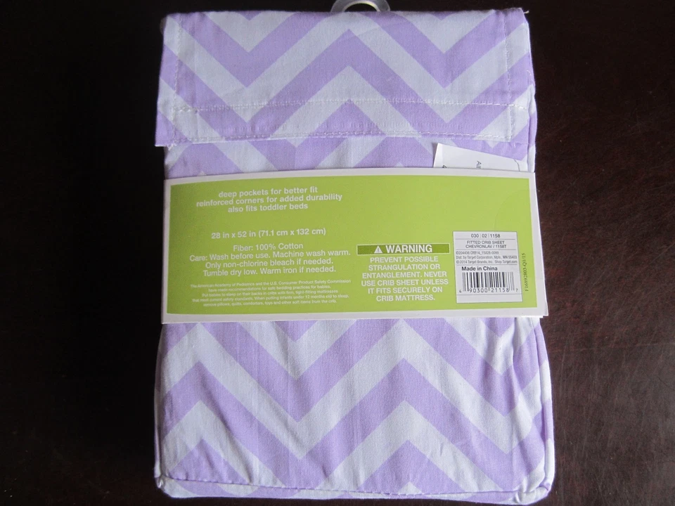 Nuevo Circo Chevron Zig Zag Ajustable Algodón Cuna o Sábana para Niño Pequeño Púrpura y Blanco Foto 2 de 2