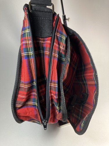 Vintage GAP Red Plaid Tartan Messenger Crossbody Bag w Strap Retro Fashion - 第 10/15 張圖片