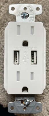 Hubbell USB15AW USB Charger Duplex Receptacle Tamper Resistant White 15A125V