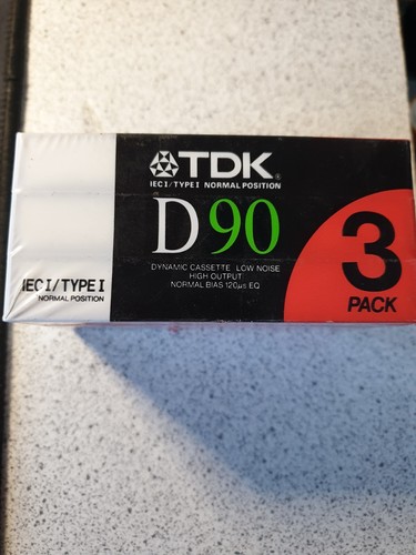 TDK D90 Type I - 3 Pack Blank Dynamic Audio Cassette Tapes 1988 Brand New Sealed - Picture 2 of 3