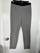 Talbots Womens Pull On Size 10 Soho Ankle Pant Black White Houndstooth Skinny