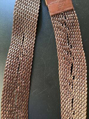 RALPH LAUREN Woven Brown Leather Fringed Belt Bag & Belt Rare Southwestern L Vintage Ralph Lauren Brown Leather Brass Buckle Woven Belt M  main image 2