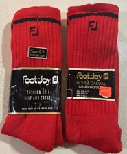 VTG 2 Pairs FootJoy Mens Super Cushion Red Golf Casual Socks Sz 10-13 USA NOS