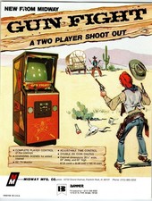 1970s Midway Gun Fight Arcade Game Flyer Western Two Player Shoot Out image