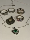 Vintage Sterling Silver 925 Rings necklace jewelry lot 26 grams