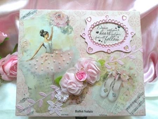 Shabby Chic Victorian BALLERINA THEME Memory Box/Chest~Pink Accents~Glitter