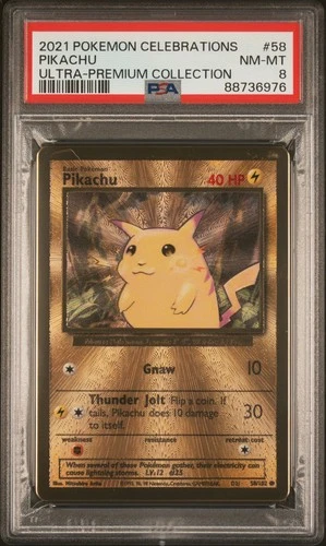 PSA 8 Pikachu 58/102 2021 Celebrations UPC Metal Promo Pokemon Card