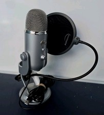 Blue Yeti Silver USB Microphone  Pop Filter, Recording Streaming Podcast Gaming