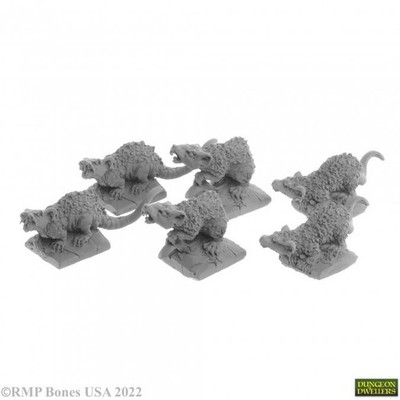 Reaper 07031 Giant Tomb Rats (6) Dungeon Dwellers Plastic Miniature