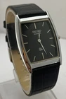 Vintage Style Seiko Slim Black Roman Dial Leather Strap Men's Wristwatch 29 mm