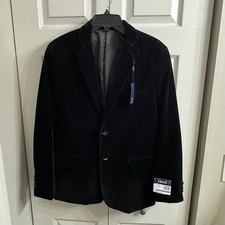 Izod Boys Black Velvet Size 18 Blazer Jacket Christimas Wedding Holiday NWT