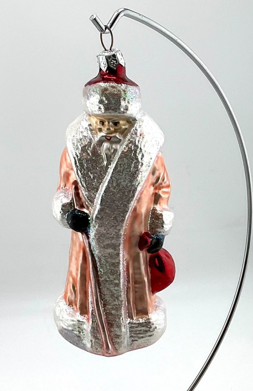 RADKO CORAL RUSSIAN SANTA GLASS CHRISTMAS ORNAMENT  (91-112-4)