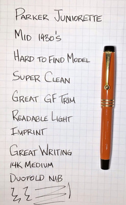 Parker Duofold Juniorette Streamline Fountain Pen Restored Excellent Condition